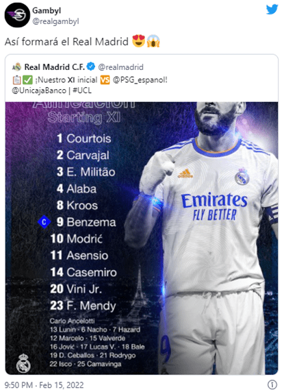 PSG (1) vs.Real Madrid (0)